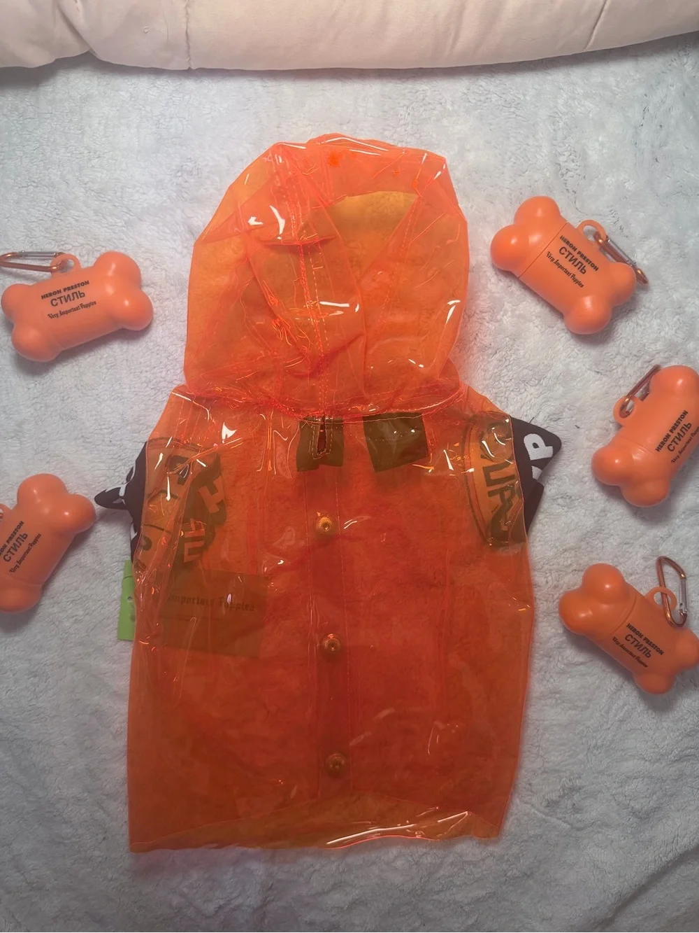 Heron Preston & Very Important Dogs - Clear Orange Rain Coat For Dog Size M